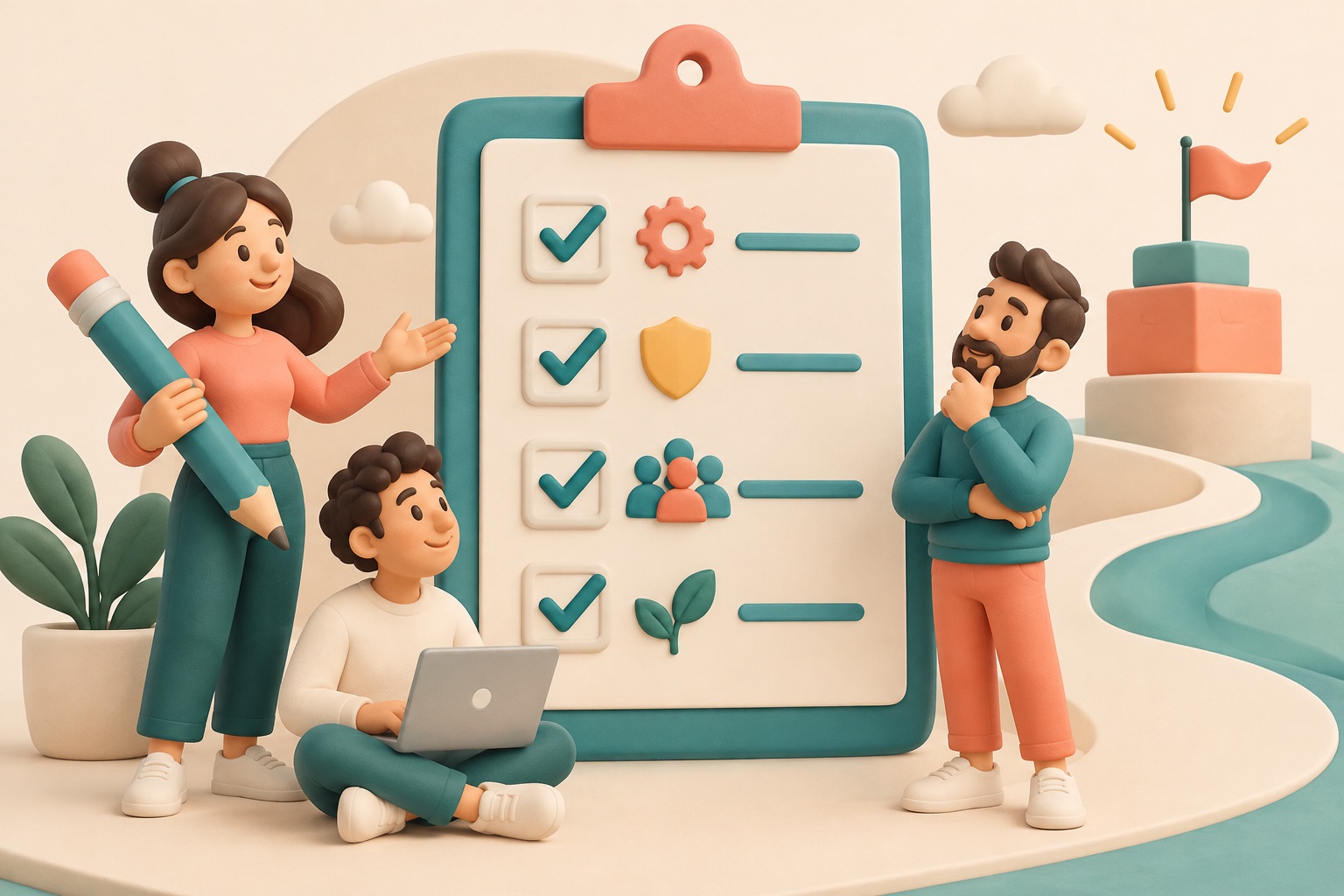 A checklist shows the clear conditions a finished task must meet.