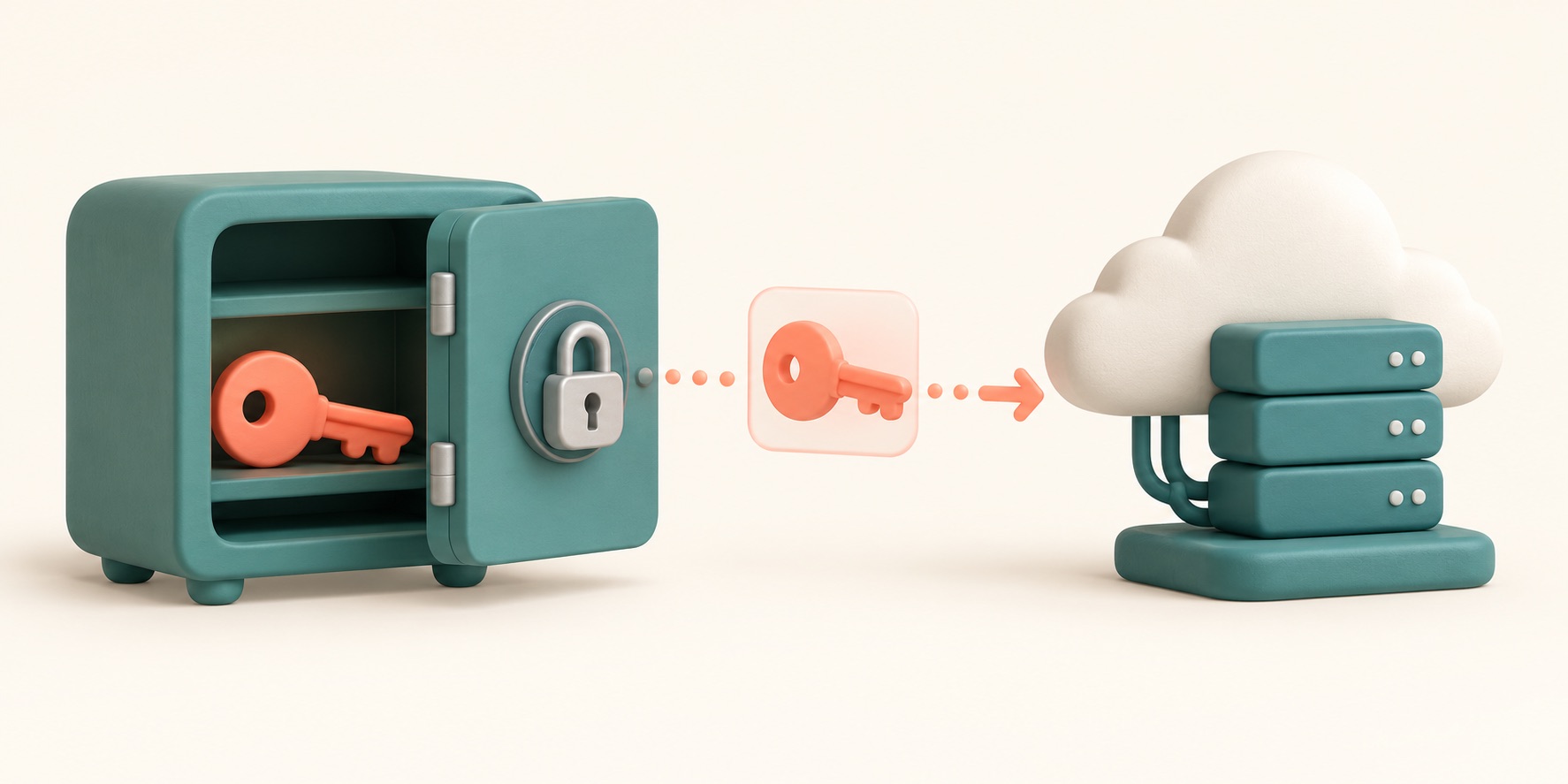 A small key unlocks a connection while being kept in a secure cabinet.