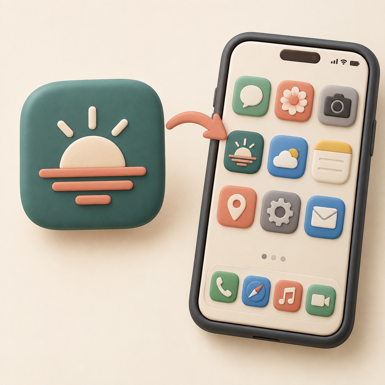 A simple app symbol is centered inside a rounded square tile.