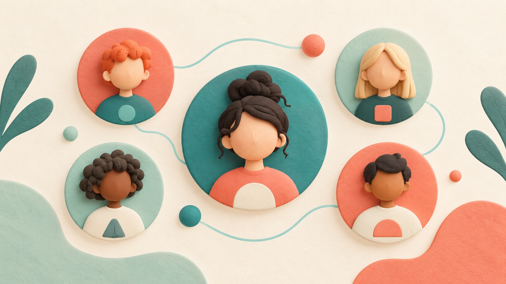 A simple portrait circle beside a few colored initials.