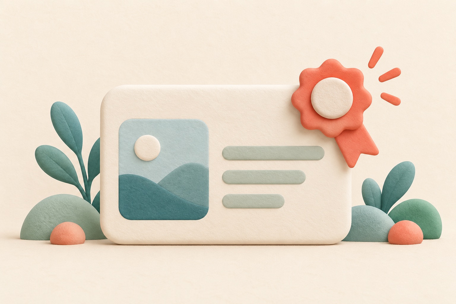 A small coral marker sits beside a larger card to draw attention.
