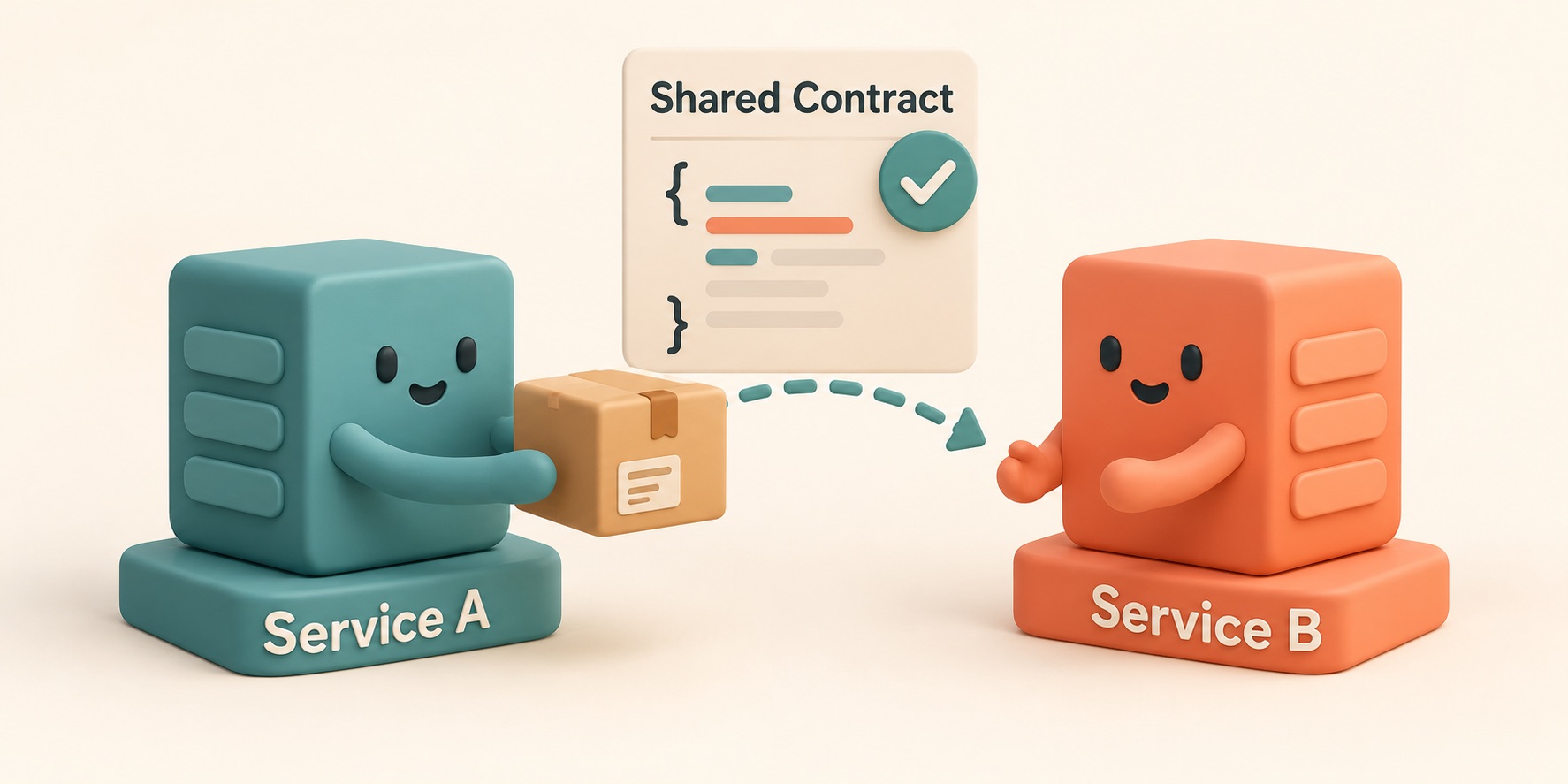 Two services exchange a package that matches their shared agreement card.