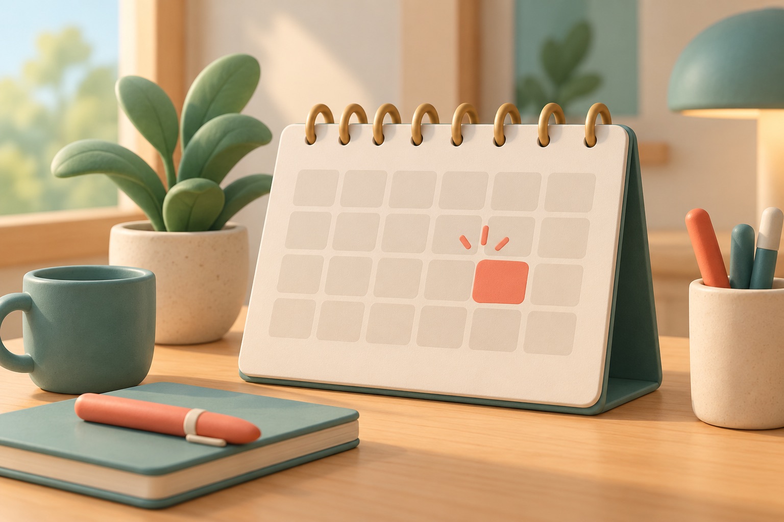 A hand points to one day on a simple calendar page.