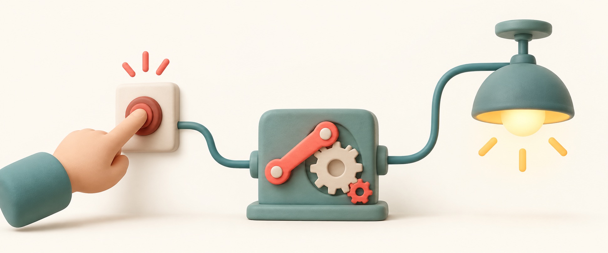 A small trigger lever starts an automatic action when an event occurs.
