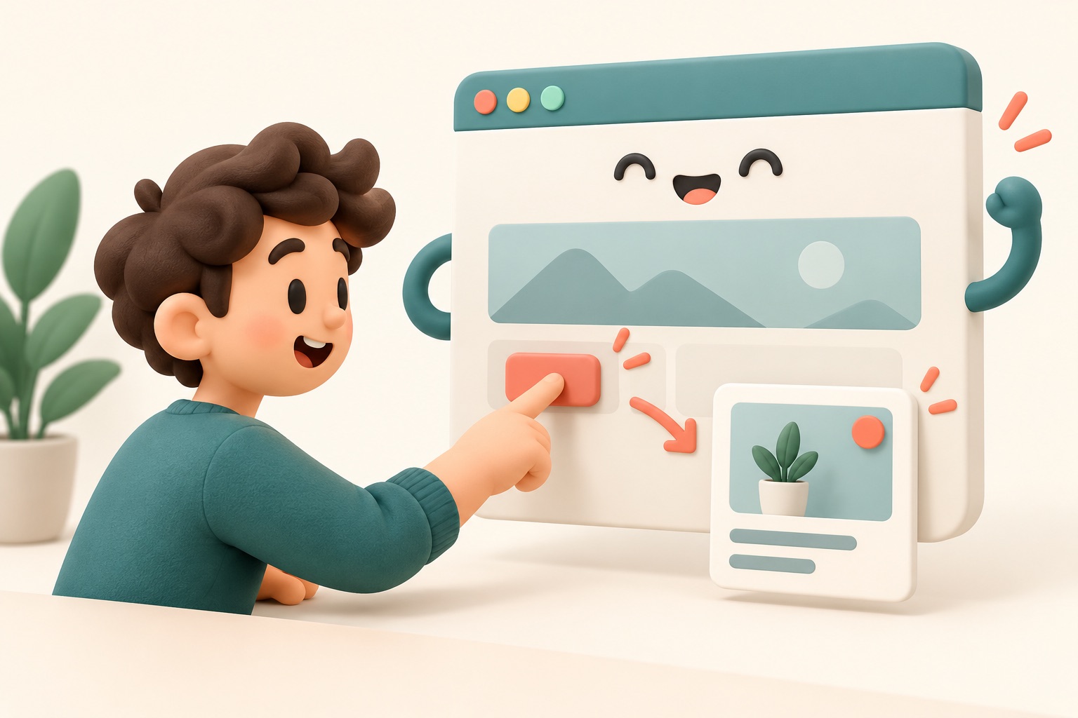 A browser page changes after a visitor clicks an interactive element.