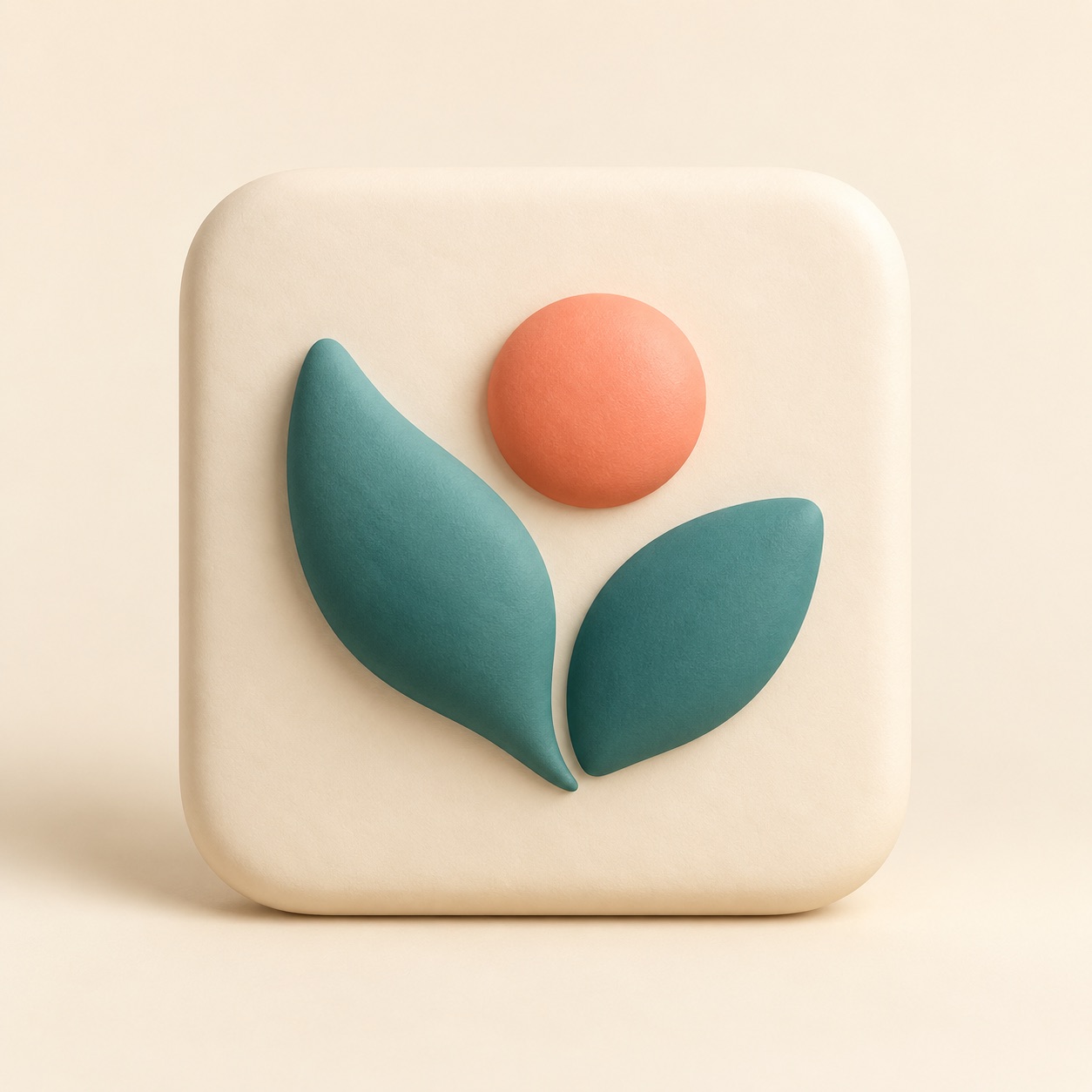 A simple abstract mark is centered on a clean card.