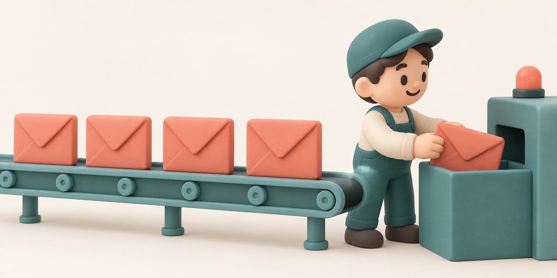 Messages wait in an orderly line until a worker handles them one at a time.