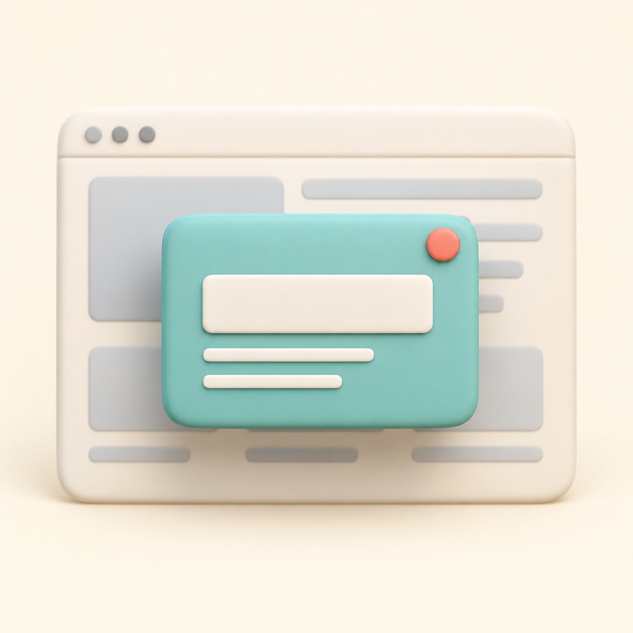 A single raised panel is centered above a quiet background.