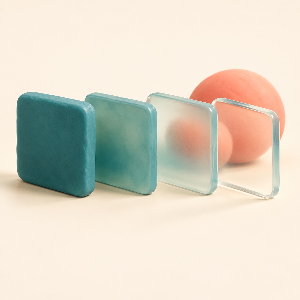 A colored tile becomes more transparent in a few steps.