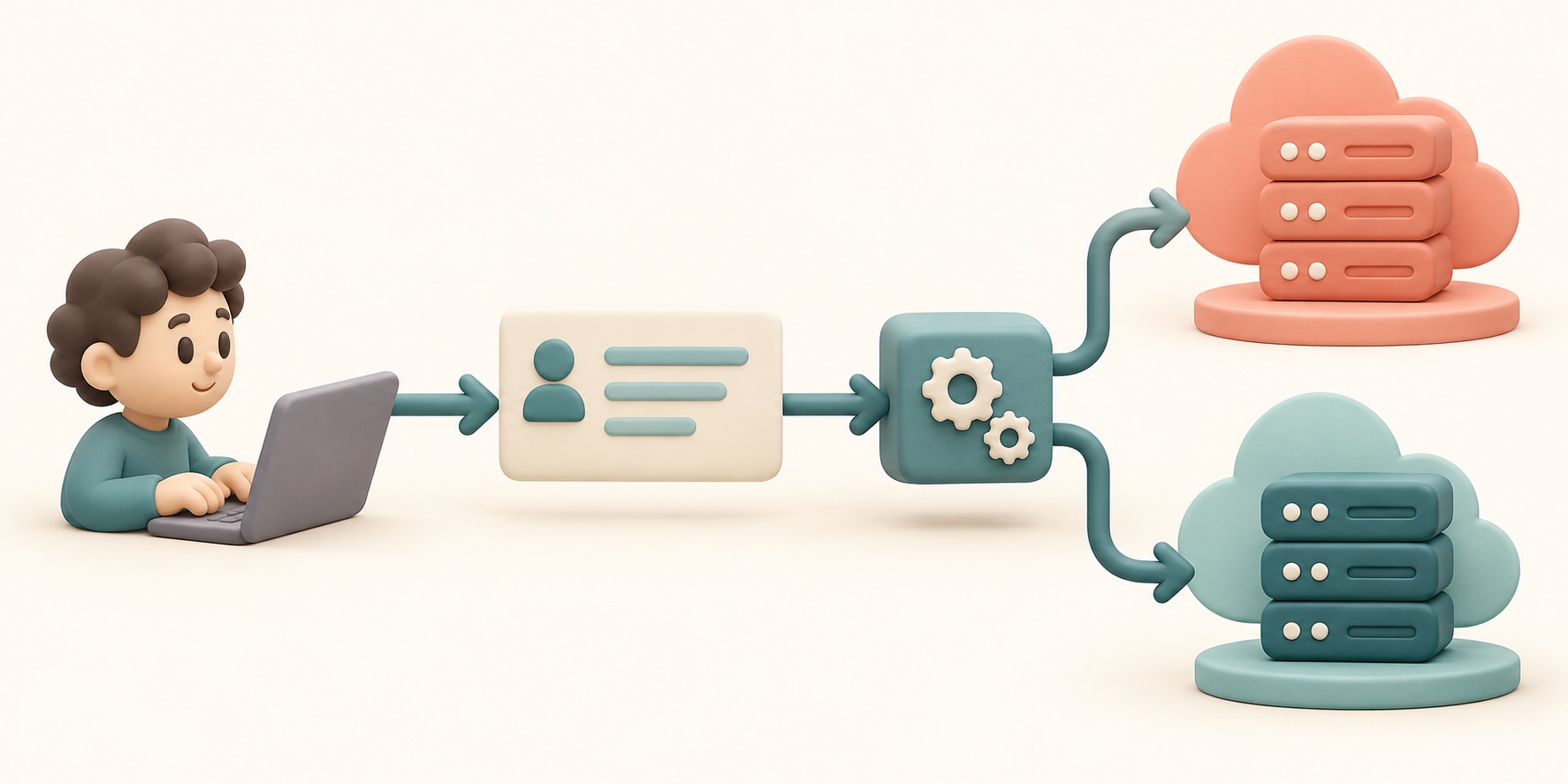 A common request format connects an app to different service providers through an adapter.