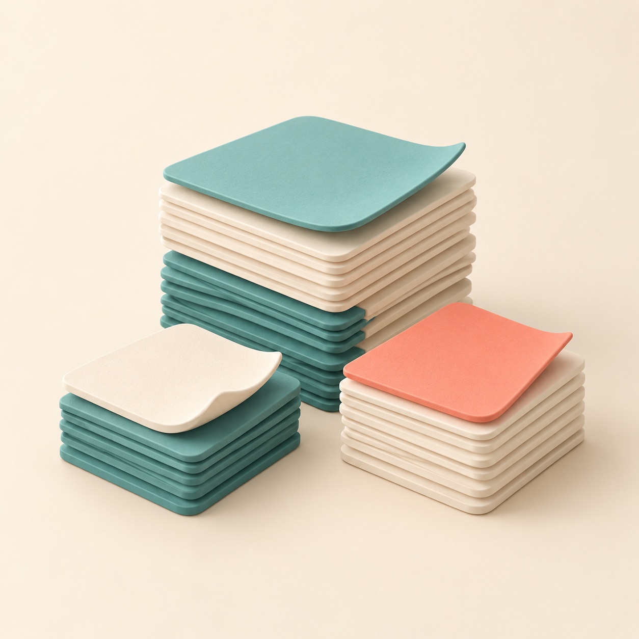 A long stack is divided into a few smaller page cards.