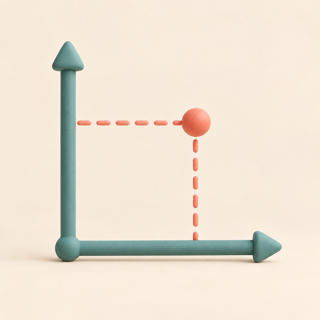 A small marker sits at a chosen place inside a simple frame.