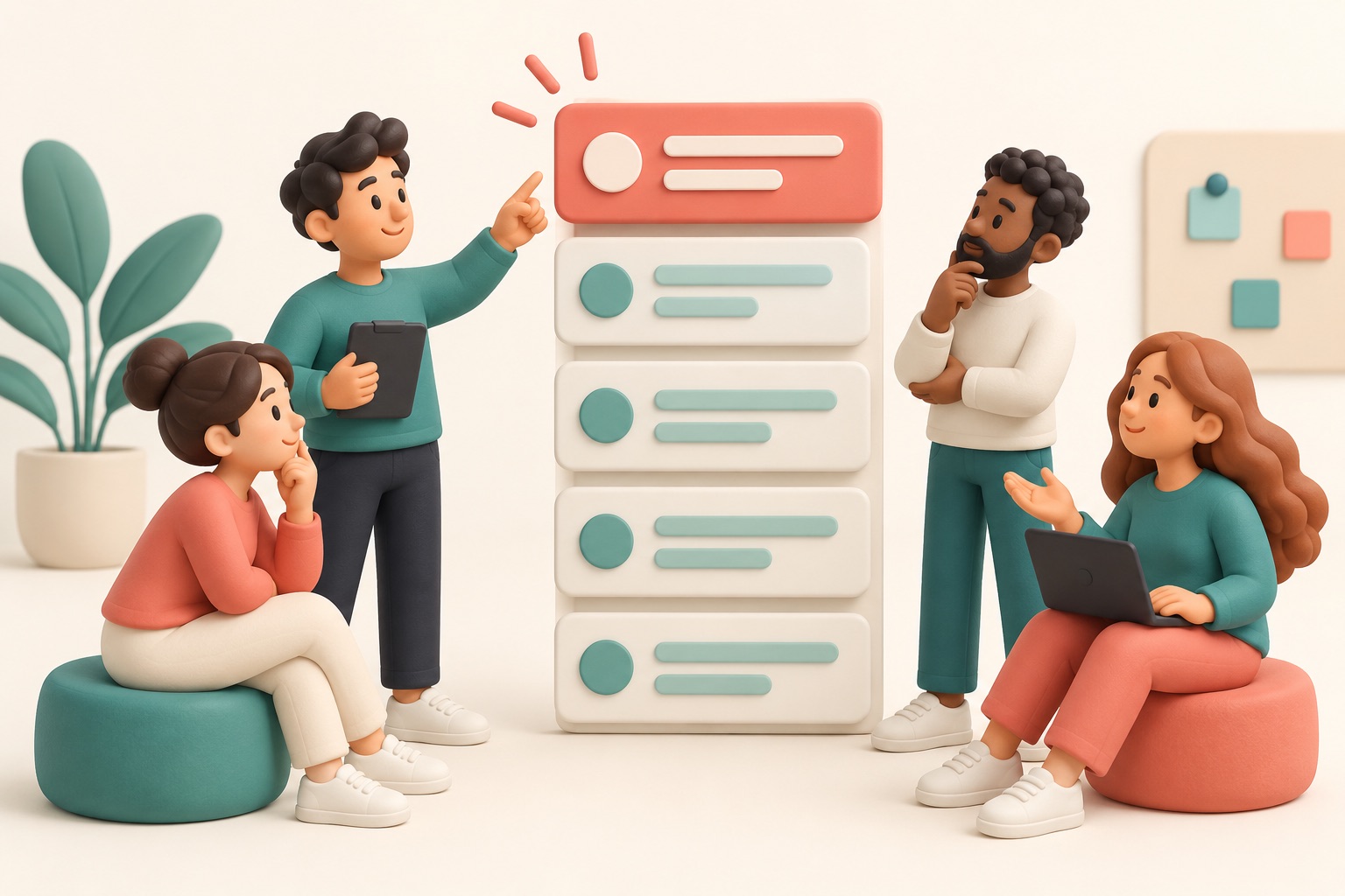 A team keeps a prioritized list of possible product tasks.