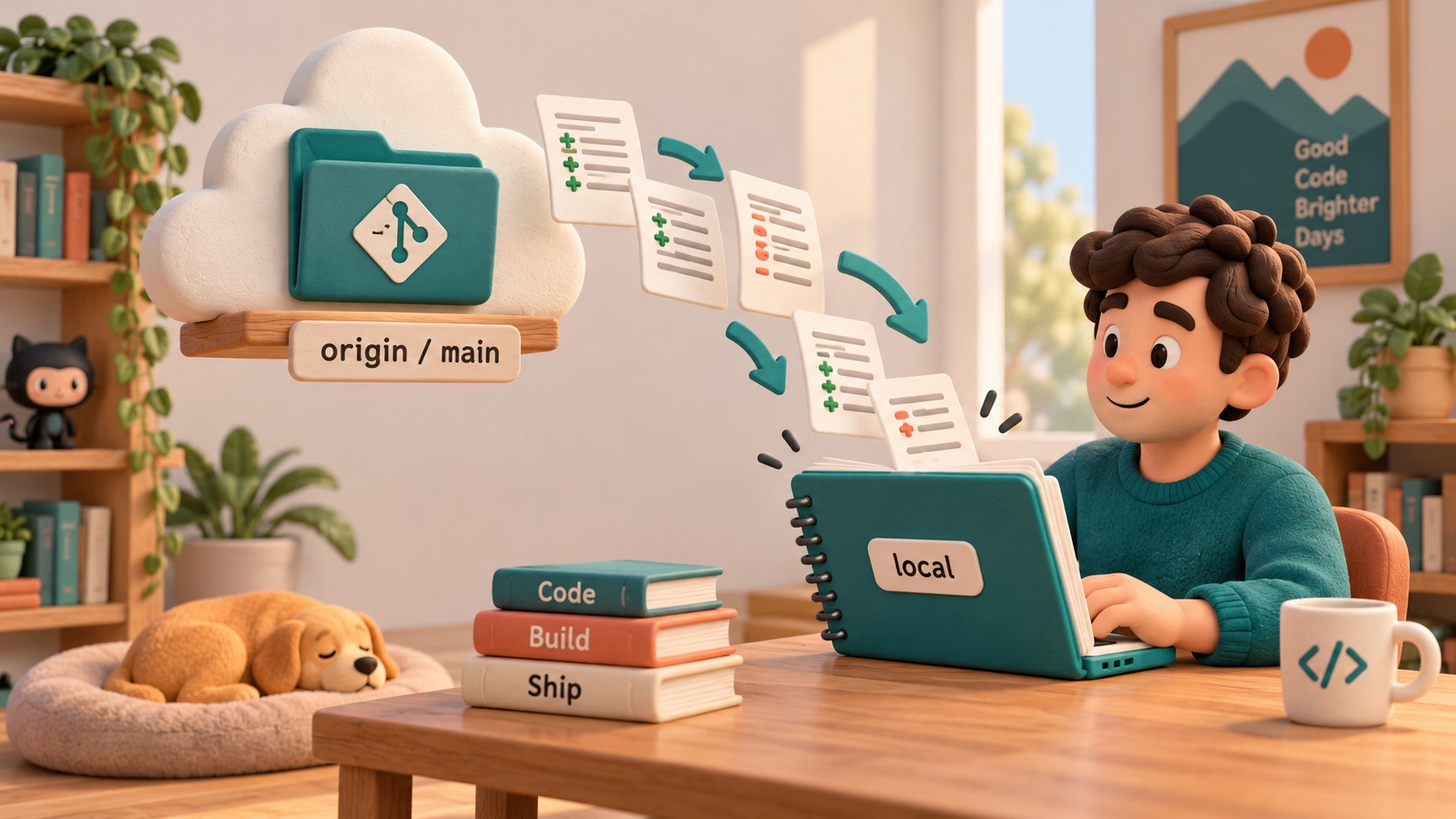 New shared project updates arrive and join the local working copy.