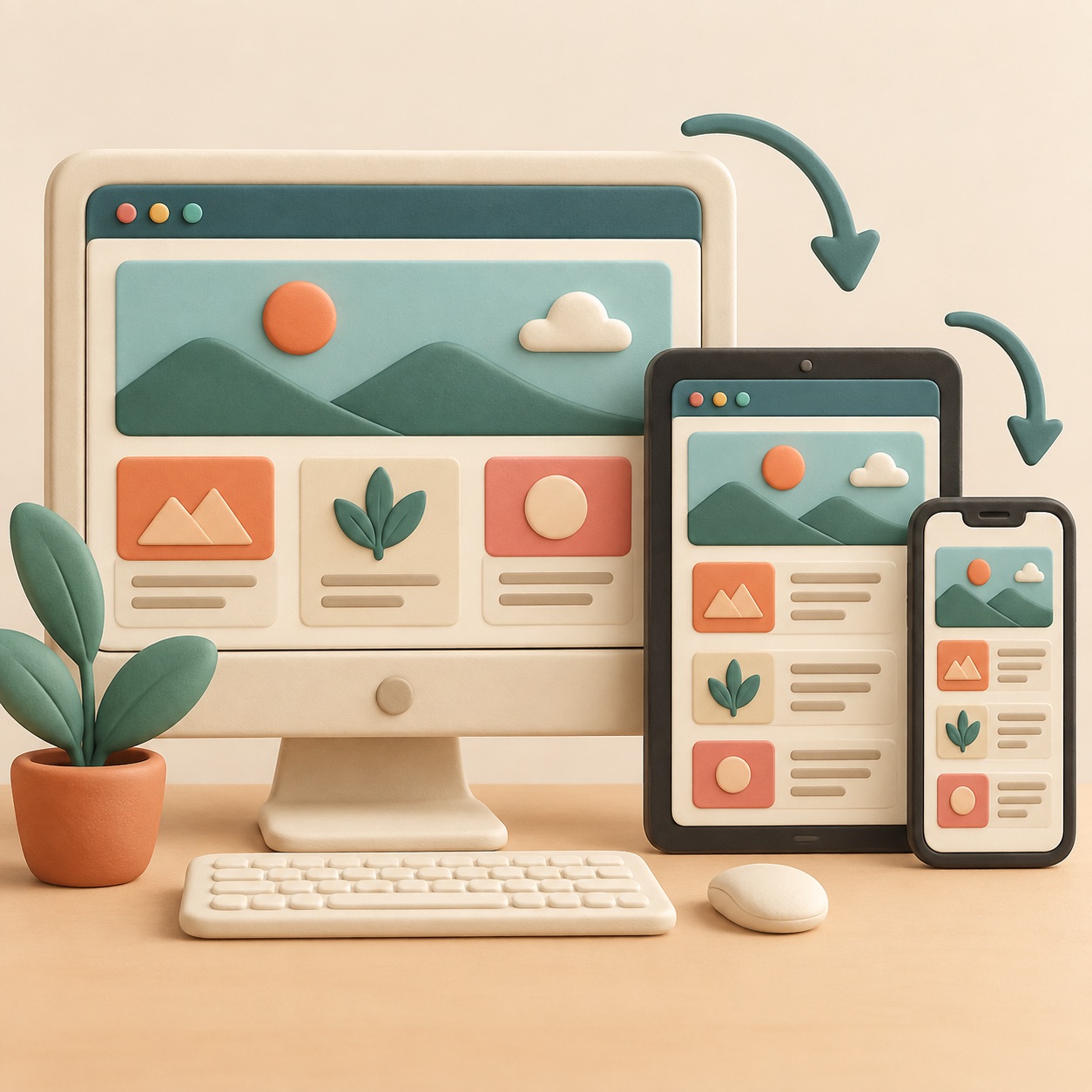 The same page adjusts neatly inside wide, medium, and narrow frames.