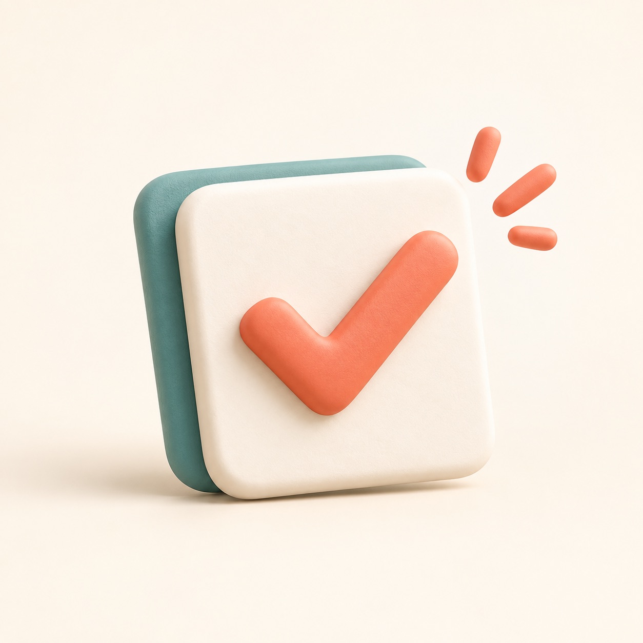 A finished task card displays a clear check mark.