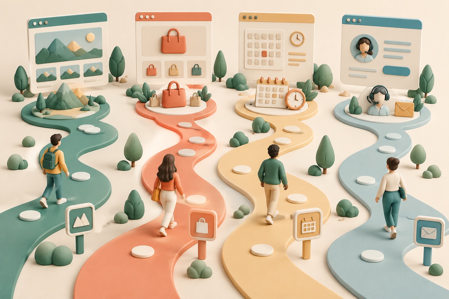 Several website paths lead to their matching pages and services.