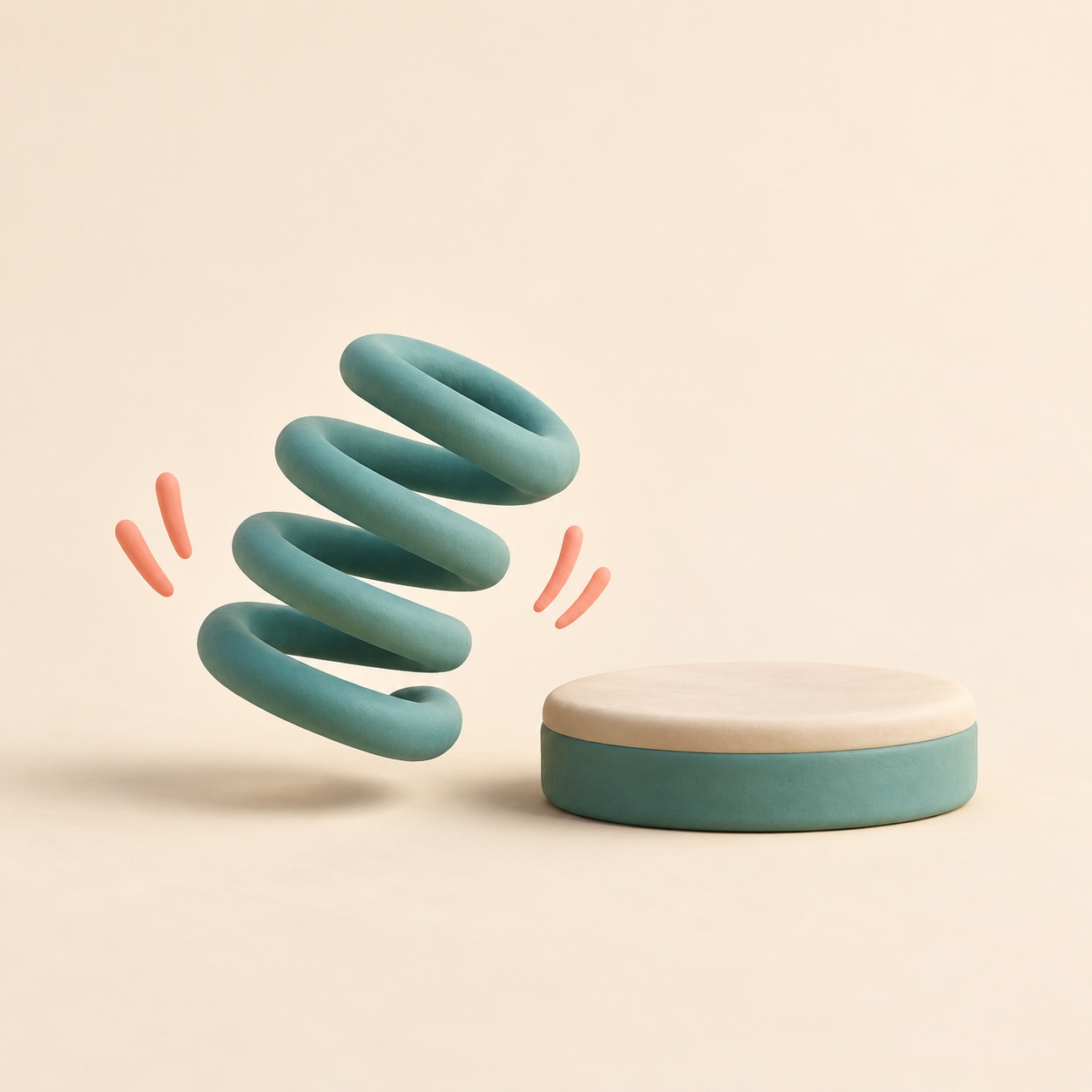 A soft spring shape settles after a small bounce.