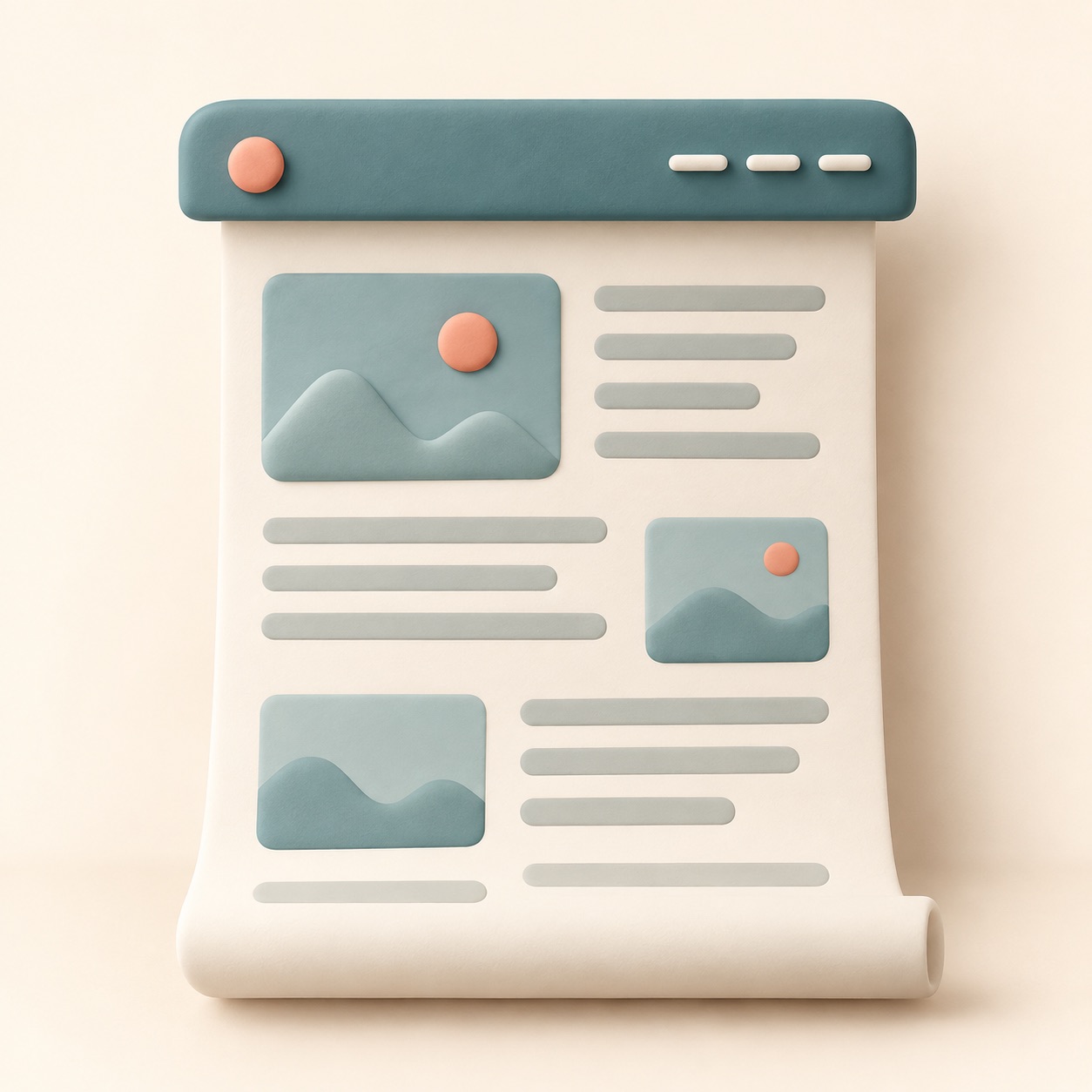A page scrolls beneath a small header that stays at the top.