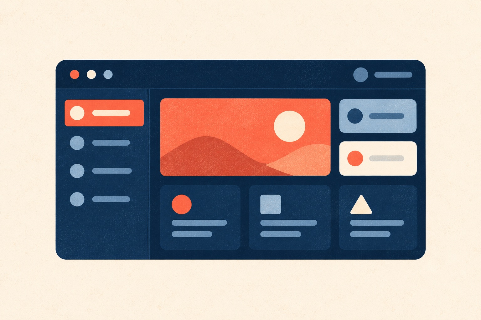 A dark interface uses readable text and restrained teal and coral highlights.