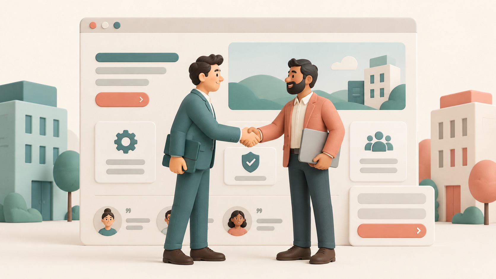 Two businesses meet through a site that explains a service and offers a contact path.