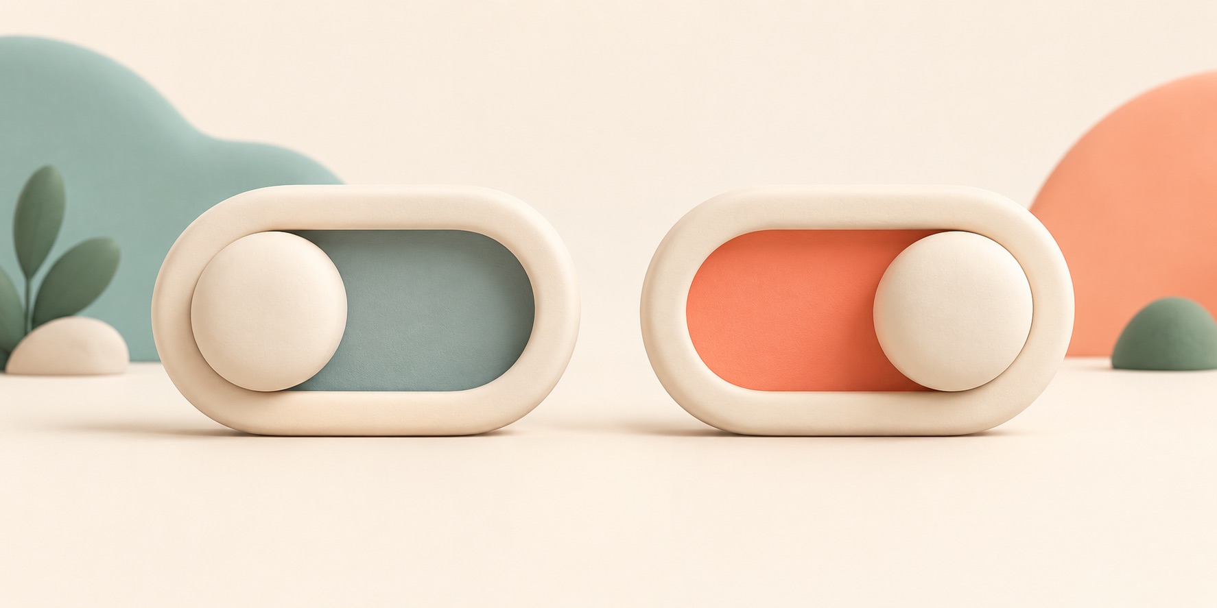 A simple sliding toggle shown in its on and off positions.
