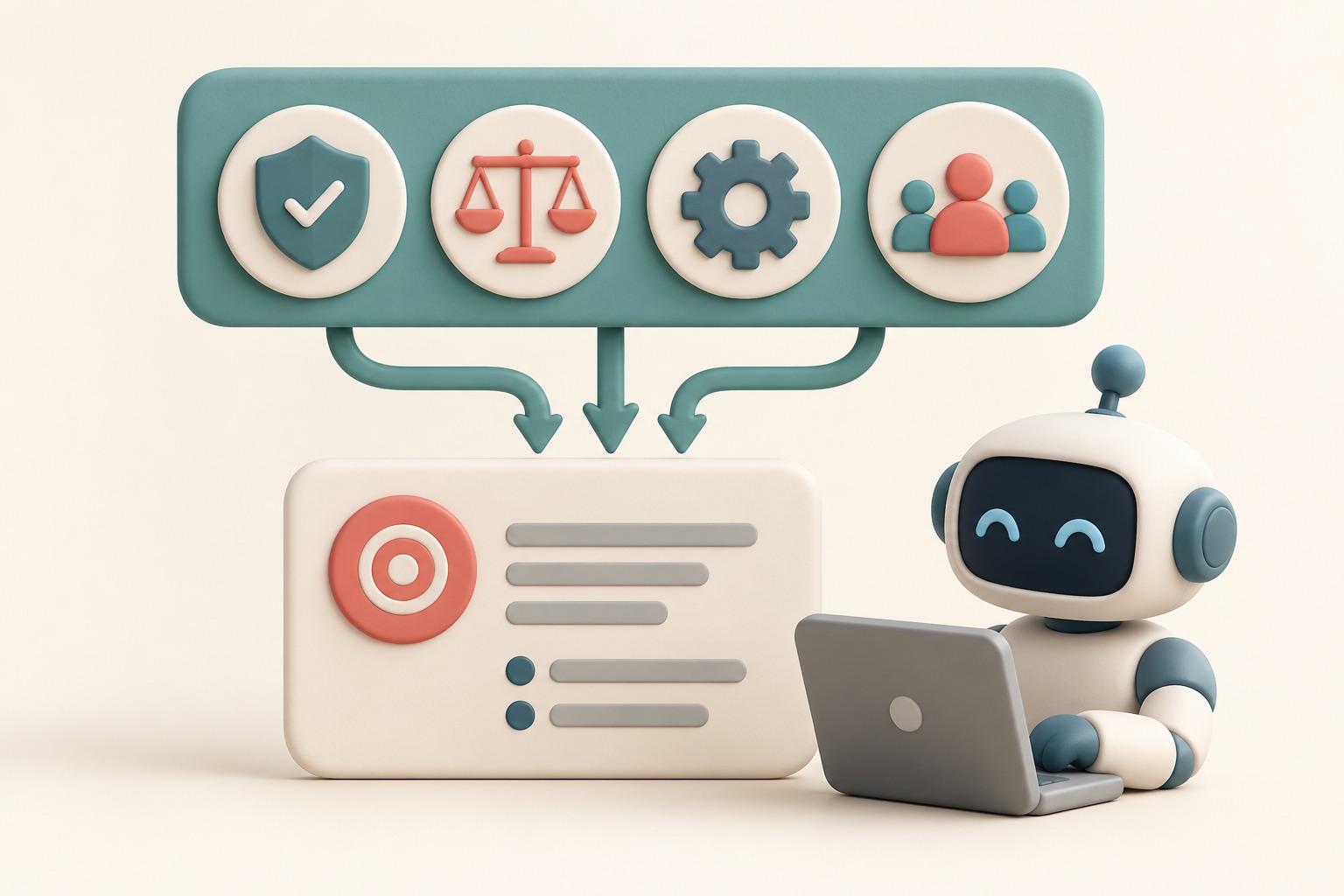 Standing guidance above a one-time task card helps direct an AI helper.