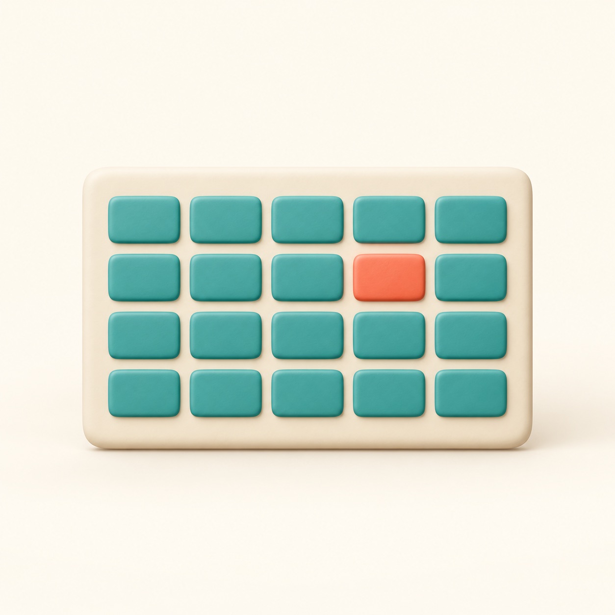 A small table with neat rows and columns of colored shapes.