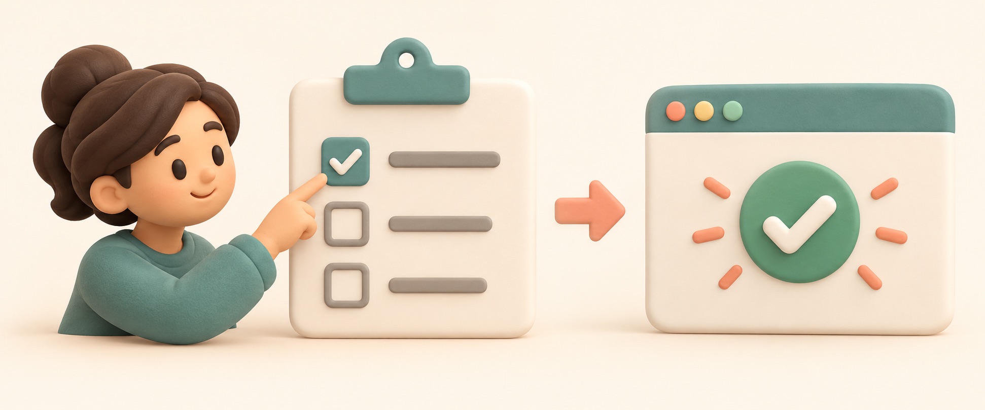 A single checklist walks through one example and its expected outcome.