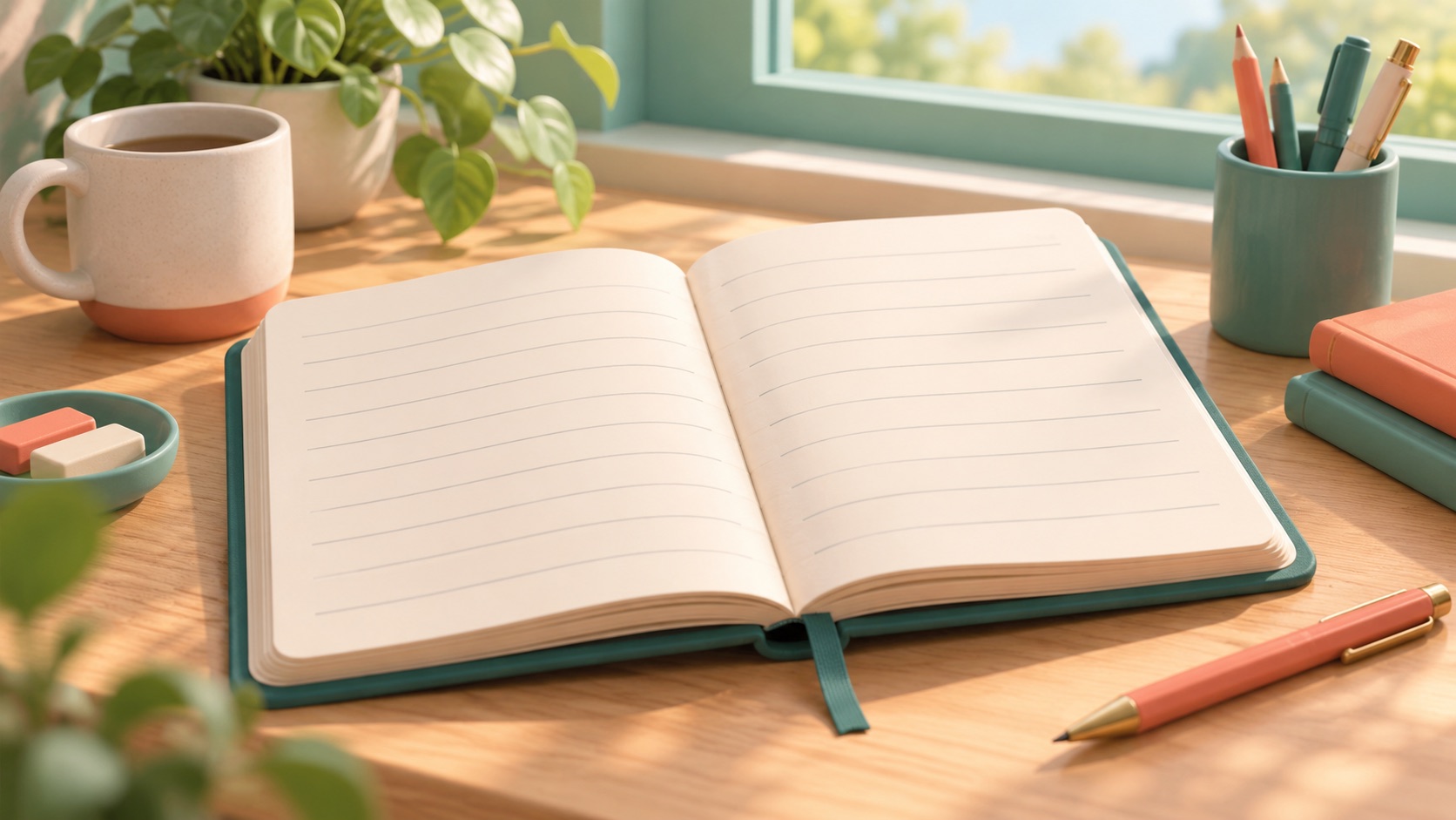 A notebook page with several comfortable writing lines.