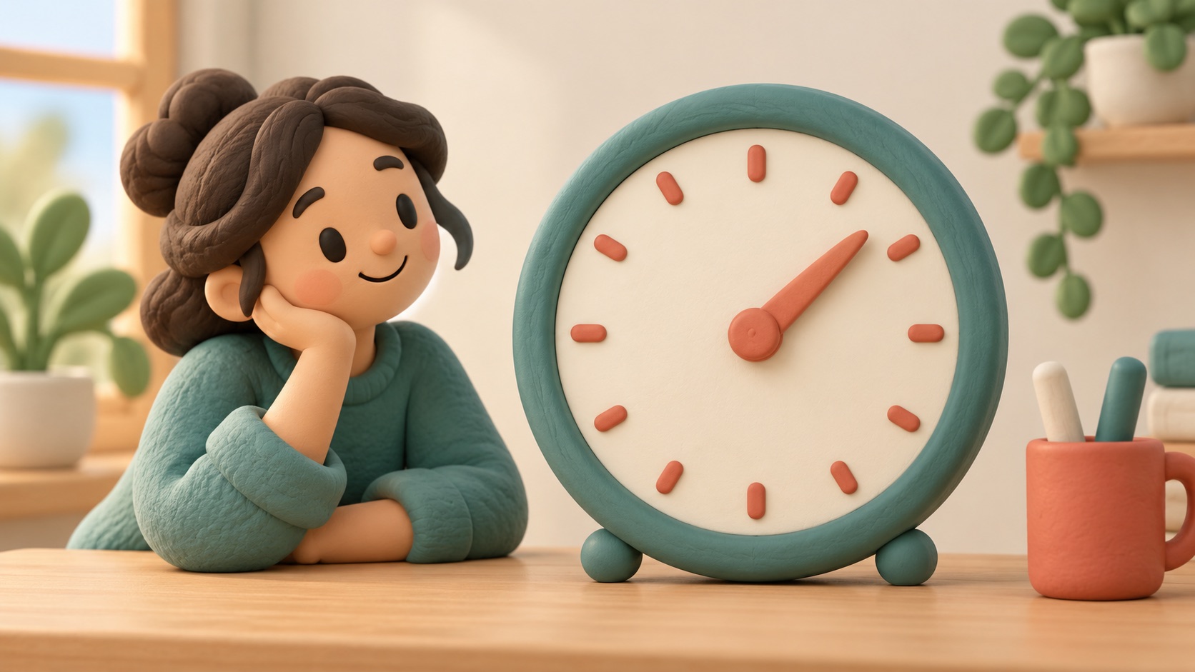 A simple clock face beside a clear time-selection field.
