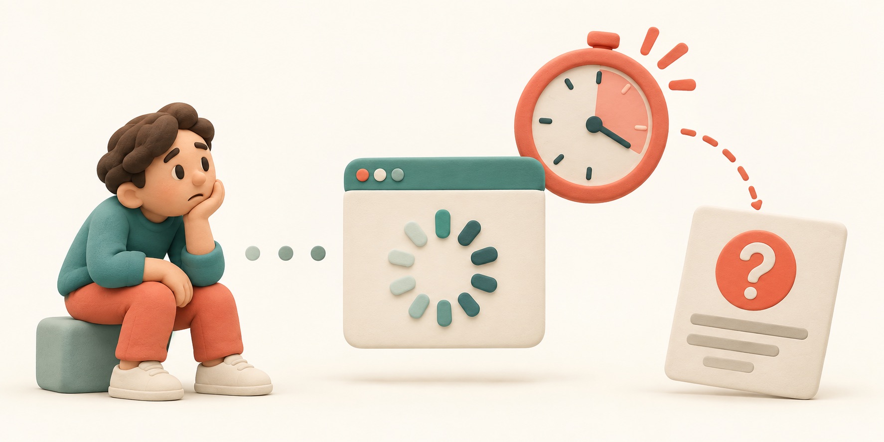 A request is still spinning as a clock runs out, leaving its final result unknown.