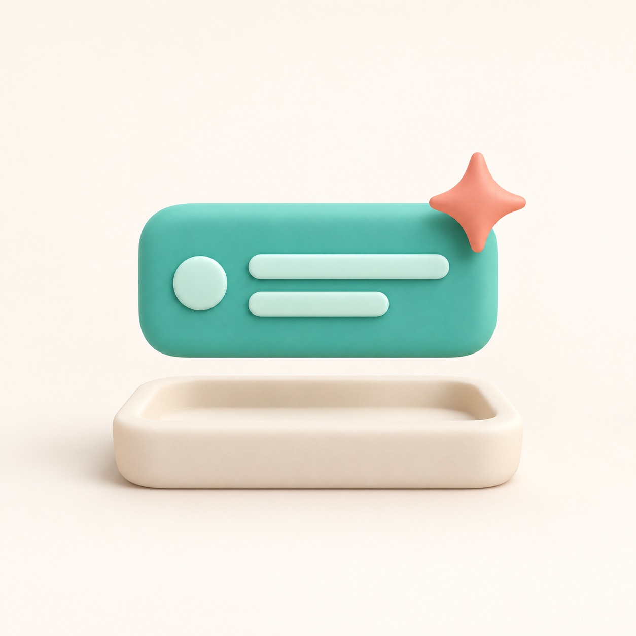 A small message card briefly rises above a calm page.