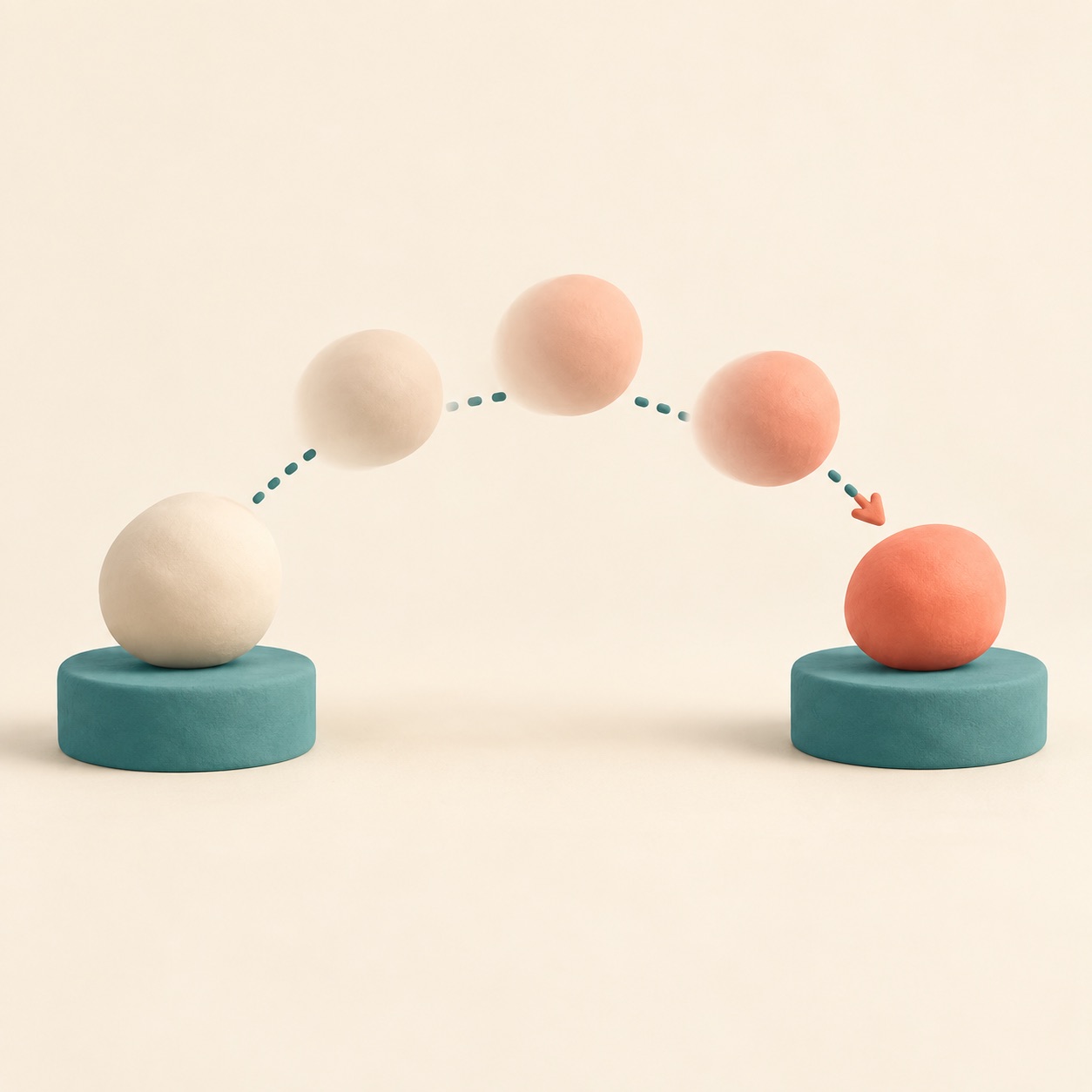 A small shape moves gently between two resting positions.
