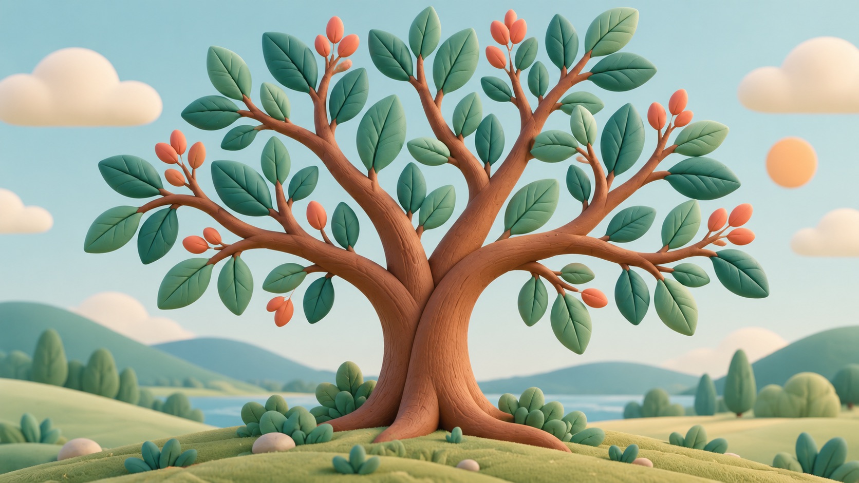 A simple branching tree of folders and smaller leaves.