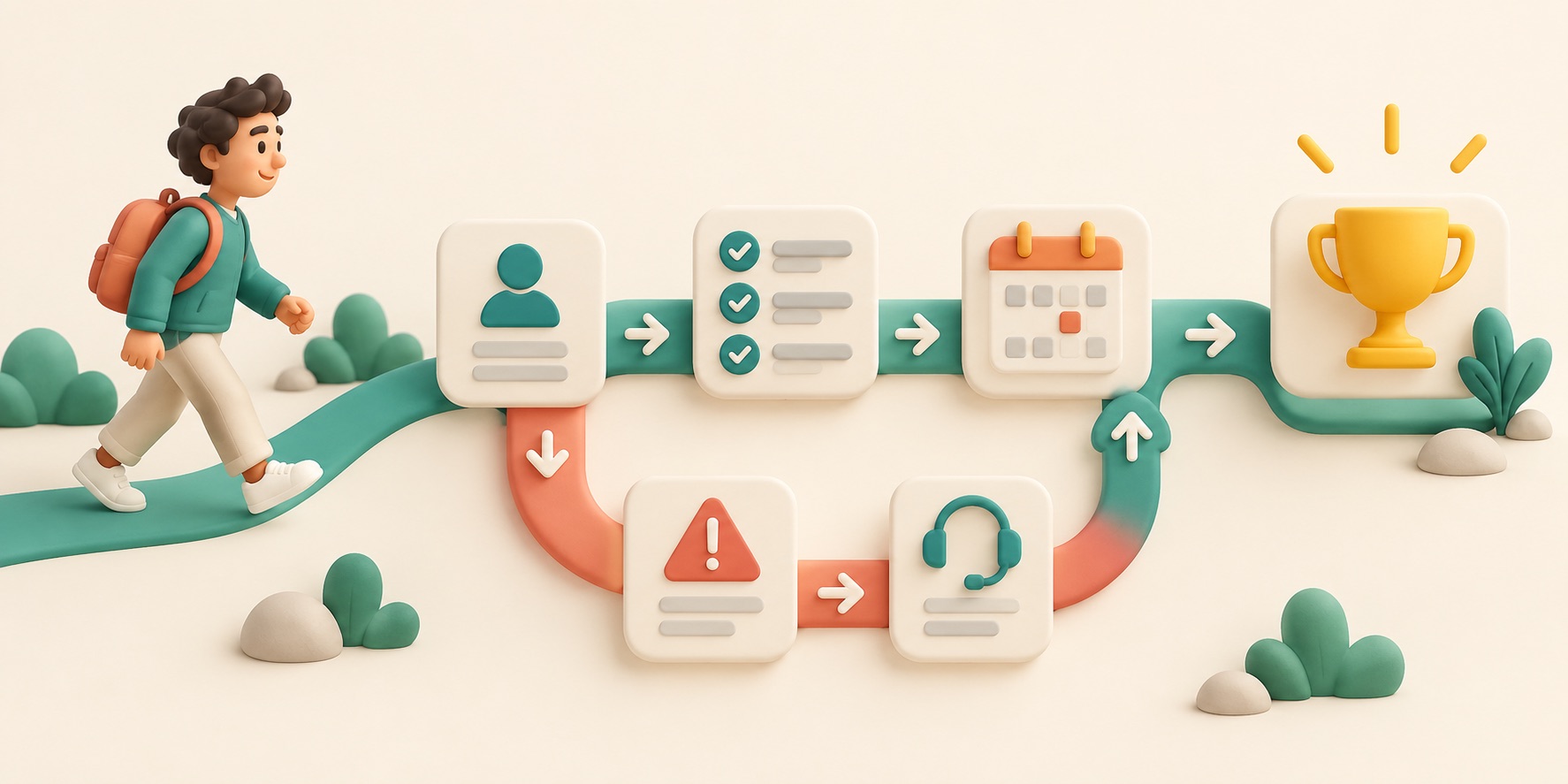 A person follows a clear series of steps to complete a task in an app.