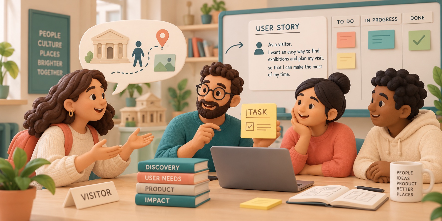 A person explains a need while a team turns it into a product task.