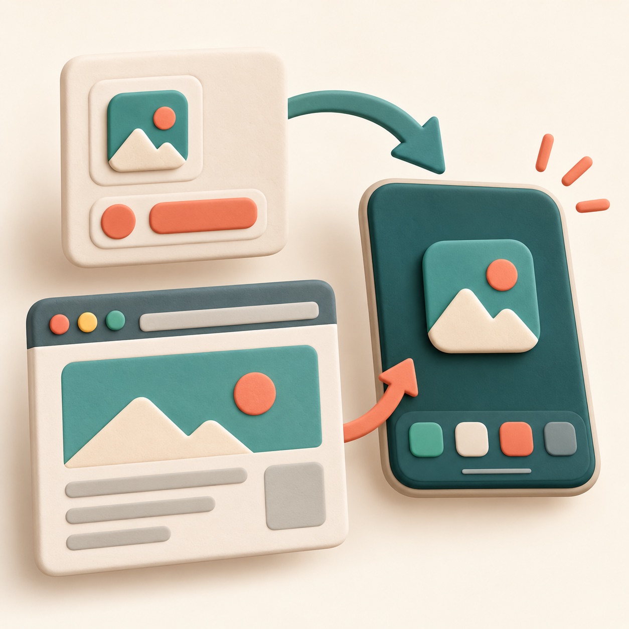 A website card is placed onto a device home screen as an app tile.