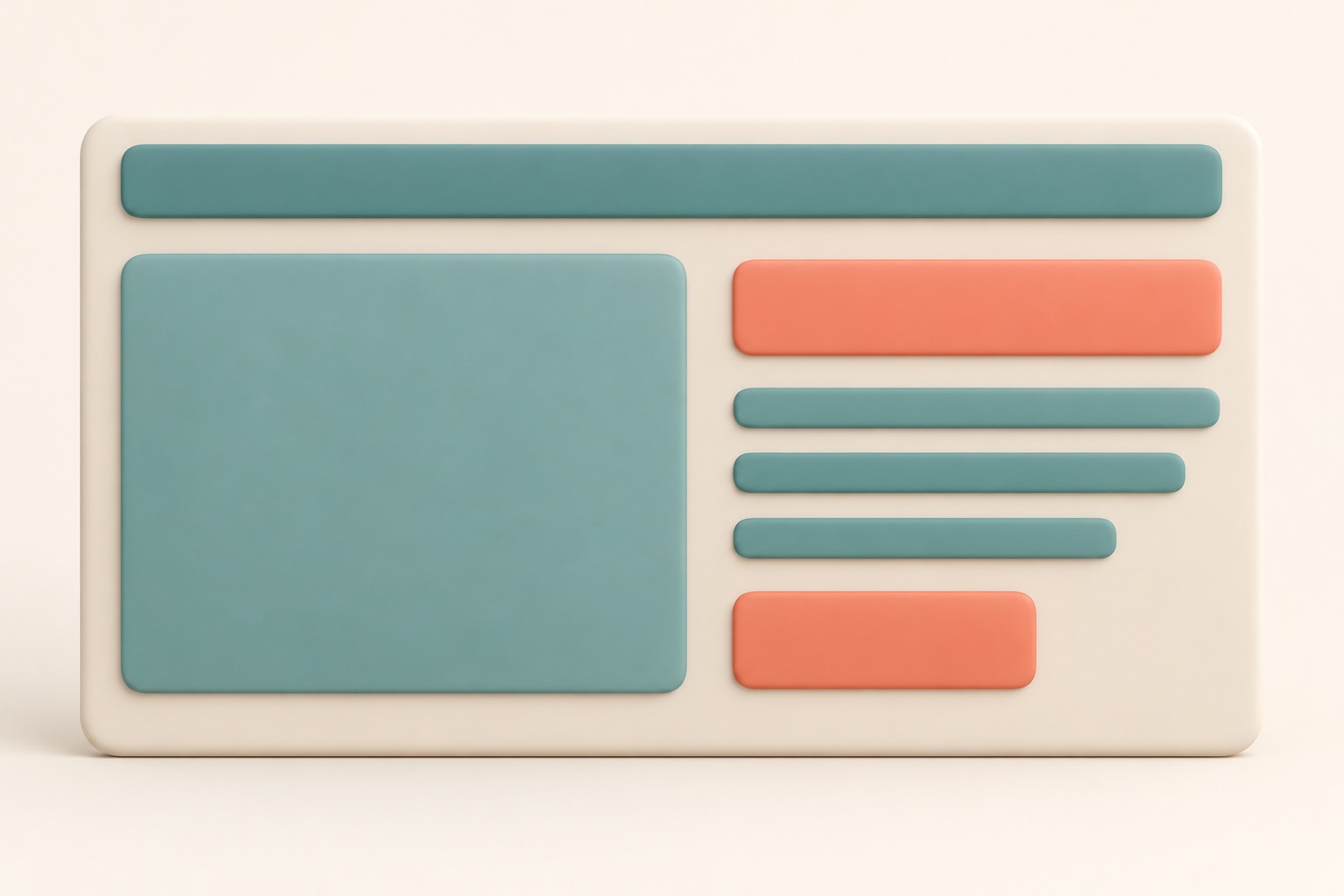 A low-detail page plan uses boxes to mark the header, image, text, and button.