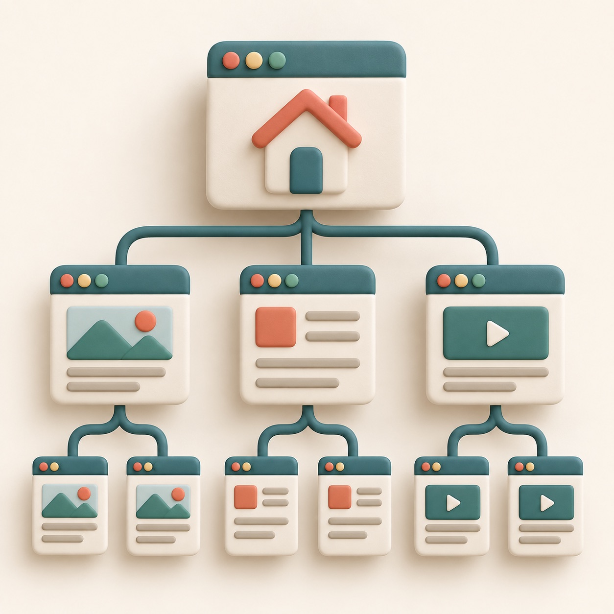 A simple map connects several page markers in a site.